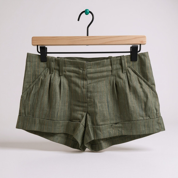 Twelfth Street by Cynthia Vincent Pants - Twelfth Street by Cynthia Vincent Linen Blend Shorts Green Metallic Size 0